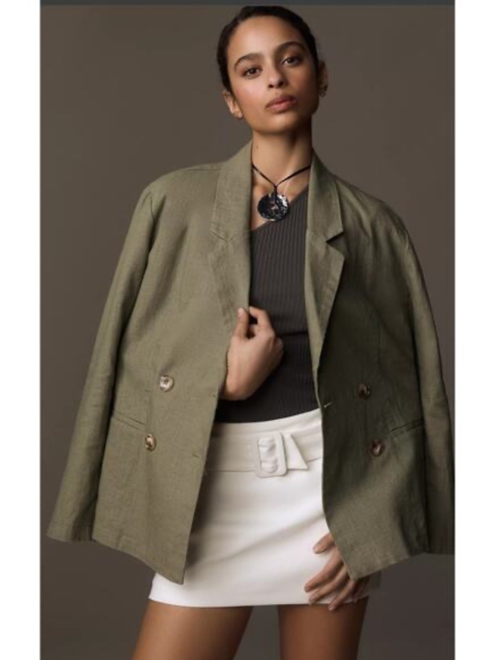 Anthro Dolan M Linen Blend Slouchy Textured Blazer